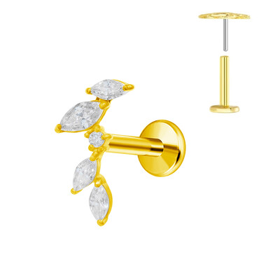 ASTM F136 G23 Piercing din titan Ramă Cercel Stud Moon Push In CZ Piercing Labret fără fir 16/18/20G Bijuterii pentru corp pentru cartilaj