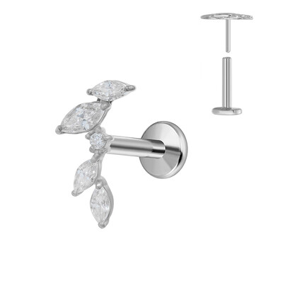 ASTM F136 G23 Piercing din titan Ramă Cercel Stud Moon Push In CZ Piercing Labret fără fir 16/18/20G Bijuterii pentru corp pentru cartilaj