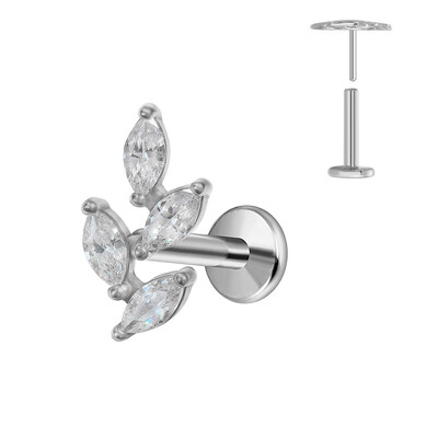 ASTM F136 G23 Piercing din titan Ramă Cercel Stud Moon Push In CZ Piercing Labret fără fir 16/18/20G Bijuterii pentru corp pentru cartilaj