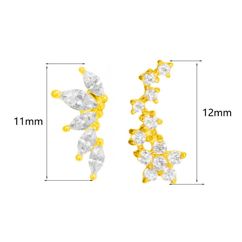 ASTM F136 G23 Piercing din titan Ramă Cercel Stud Moon Push In CZ Piercing Labret fără fir 16/18/20G Bijuterii pentru corp pentru cartilaj