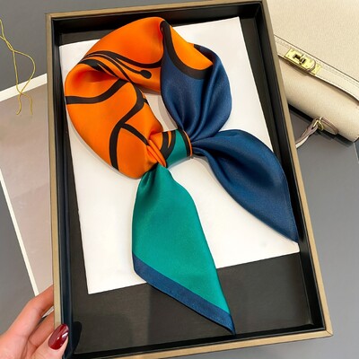 27,5 colių paprasta žuvėdra marginta kvadratinė skara stilinga imitacija šilko satino skara pavasario rudeninė plona nuo saulės apsauganti galvos skara moterims