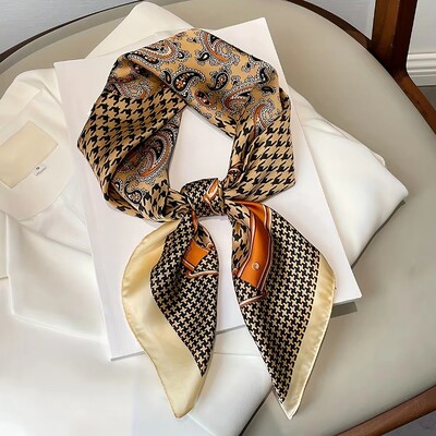 27,5 colių paprasta žuvėdra marginta kvadratinė skara stilinga imitacija šilko satino skara pavasario rudeninė plona nuo saulės apsauganti galvos skara moterims