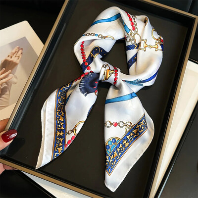 27,5 colių paprasta žuvėdra marginta kvadratinė skara stilinga imitacija šilko satino skara pavasario rudeninė plona nuo saulės apsauganti galvos skara moterims