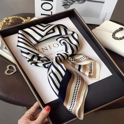 27,5 colių paprasta žuvėdra marginta kvadratinė skara stilinga imitacija šilko satino skara pavasario rudeninė plona nuo saulės apsauganti galvos skara moterims