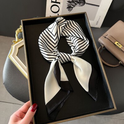 27,5 colių paprasta žuvėdra marginta kvadratinė skara stilinga imitacija šilko satino skara pavasario rudeninė plona nuo saulės apsauganti galvos skara moterims