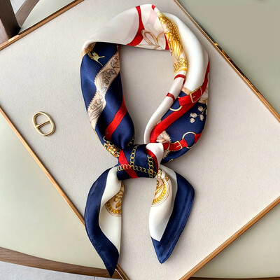 27,5 colių paprasta žuvėdra marginta kvadratinė skara stilinga imitacija šilko satino skara pavasario rudeninė plona nuo saulės apsauganti galvos skara moterims