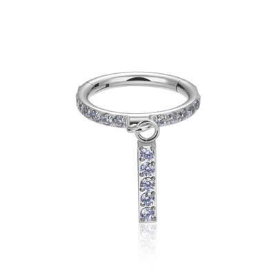 G23 Inel de titan pentru nas ASTM F136 Cercei de picătură 16G Dublu CZ Floating Dangle Tragus Helix Cartilage Labret Lip Hoop Inel