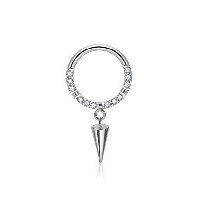 G23 Inel de titan pentru nas ASTM F136 Cercei de picătură 16G Dublu CZ Floating Dangle Tragus Helix Cartilage Labret Lip Hoop Inel