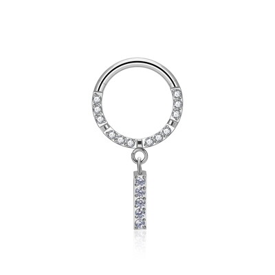 G23 Inel de titan pentru nas ASTM F136 Cercei de picătură 16G Dublu CZ Floating Dangle Tragus Helix Cartilage Labret Lip Hoop Inel