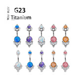 Titanium G23 14G pilvo mygtuko žiedas bambos Nombril žiedas cirkonio opalas kūno Ombligo auskarų vėrimo papuošalų juostelė moterims brangakmenių dovana