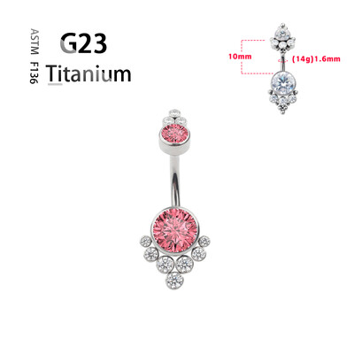 Titanium G23 14G pilvo mygtuko žiedas bambos Nombril žiedas cirkonio opalas kūno Ombligo auskarų vėrimo papuošalų juostelė moterims brangakmenių dovana