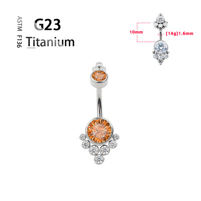 Titanium G23 14G pilvo mygtuko žiedas bambos Nombril žiedas cirkonio opalas kūno Ombligo auskarų vėrimo papuošalų juostelė moterims brangakmenių dovana