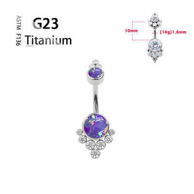 Titanium G23 14G pilvo mygtuko žiedas bambos Nombril žiedas cirkonio opalas kūno Ombligo auskarų vėrimo papuošalų juostelė moterims brangakmenių dovana