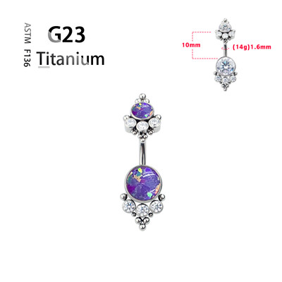 Titanium G23 14G pilvo mygtuko žiedas bambos Nombril žiedas cirkonio opalas kūno Ombligo auskarų vėrimo papuošalų juostelė moterims brangakmenių dovana