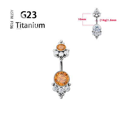 Titanium G23 14G pilvo mygtuko žiedas bambos Nombril žiedas cirkonio opalas kūno Ombligo auskarų vėrimo papuošalų juostelė moterims brangakmenių dovana