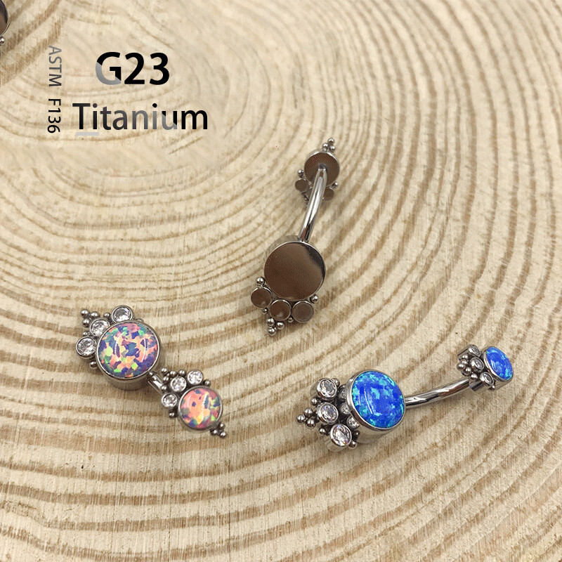 Titanium G23 14G pilvo mygtuko žiedas bambos Nombril žiedas cirkonio opalas kūno Ombligo auskarų vėrimo papuošalų juostelė moterims brangakmenių dovana