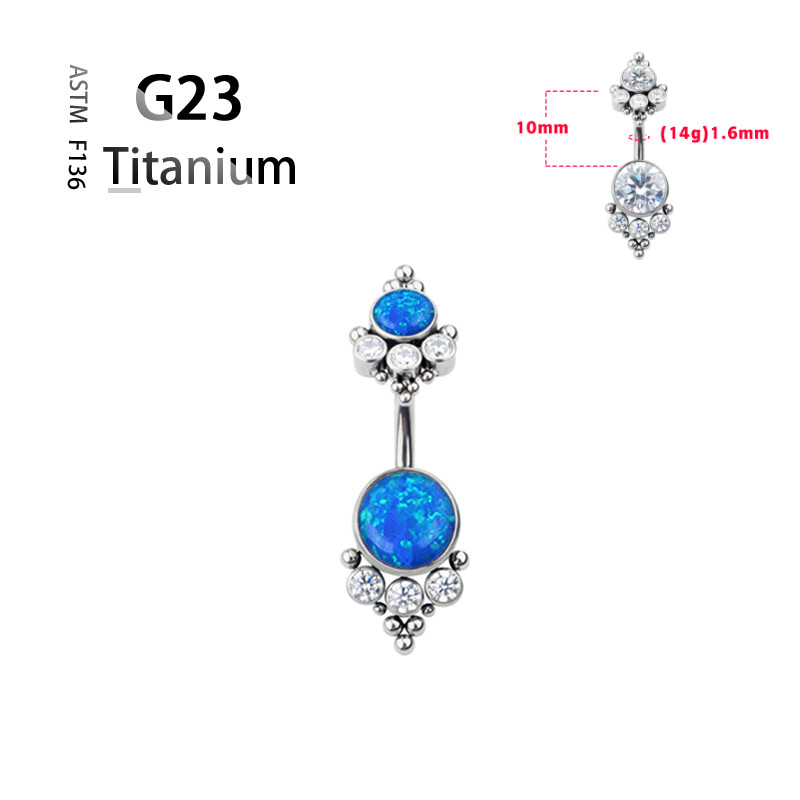 Titanium G23 14G pilvo mygtuko žiedas bambos Nombril žiedas cirkonio opalas kūno Ombligo auskarų vėrimo papuošalų juostelė moterims brangakmenių dovana