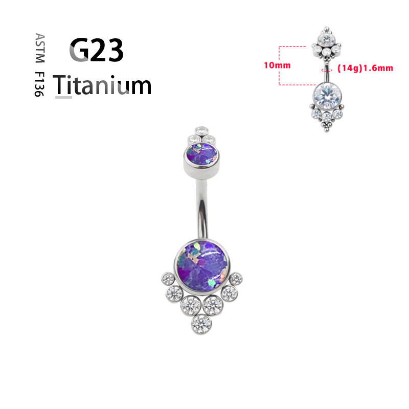 Titanium G23 14G pilvo mygtuko žiedas bambos Nombril žiedas cirkonio opalas kūno Ombligo auskarų vėrimo papuošalų juostelė moterims brangakmenių dovana
