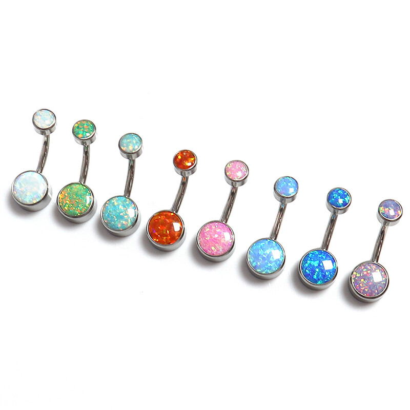 1 ks F136 titánový necht do pupka 14G vnútorné zuby opálový prsteň do pupka lesklý valcový piercing do pupka šperky