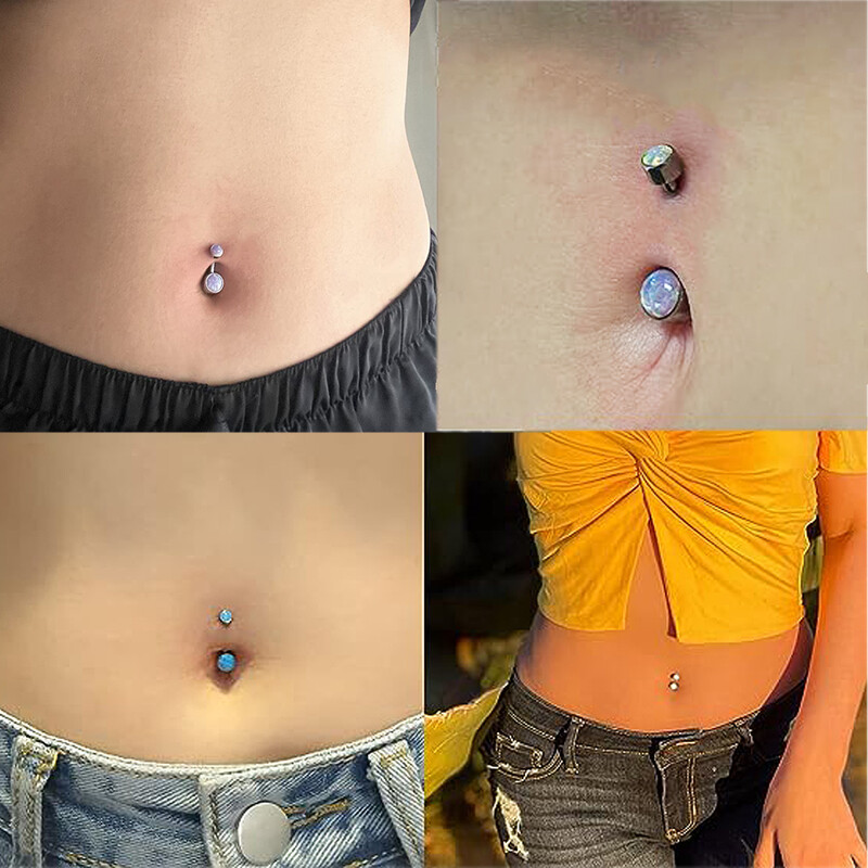 1 ks F136 titánový necht do pupka 14G vnútorné zuby opálový prsteň do pupka lesklý valcový piercing do pupka šperky