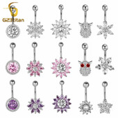 Ezüst színű köldökpiercing ékszer 14G G23 titán súlyzó hasfülbevaló kristály köldök gyűrűk szexi női strandkiegészítő
