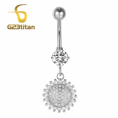 Ezüst színű köldökpiercing ékszer 14G G23 titán súlyzó hasfülbevaló kristály köldök gyűrűk szexi női strandkiegészítő