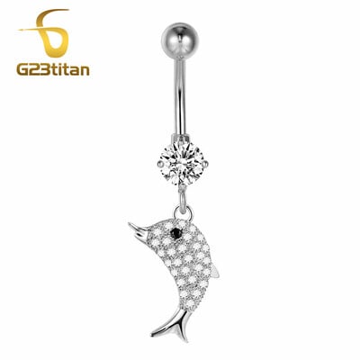 Ezüst színű köldökpiercing ékszer 14G G23 titán súlyzó hasfülbevaló kristály köldök gyűrűk szexi női strandkiegészítő