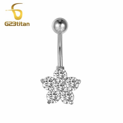 Ezüst színű köldökpiercing ékszer 14G G23 titán súlyzó hasfülbevaló kristály köldök gyűrűk szexi női strandkiegészítő