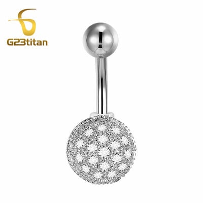 Ezüst színű köldökpiercing ékszer 14G G23 titán súlyzó hasfülbevaló kristály köldök gyűrűk szexi női strandkiegészítő