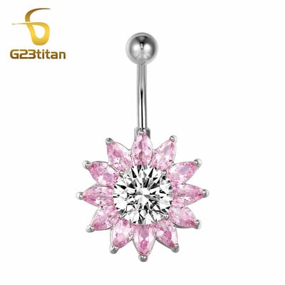 Ezüst színű köldökpiercing ékszer 14G G23 titán súlyzó hasfülbevaló kristály köldök gyűrűk szexi női strandkiegészítő