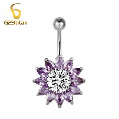 Ezüst színű köldökpiercing ékszer 14G G23 titán súlyzó hasfülbevaló kristály köldök gyűrűk szexi női strandkiegészítő