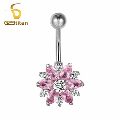 Ezüst színű köldökpiercing ékszer 14G G23 titán súlyzó hasfülbevaló kristály köldök gyűrűk szexi női strandkiegészítő