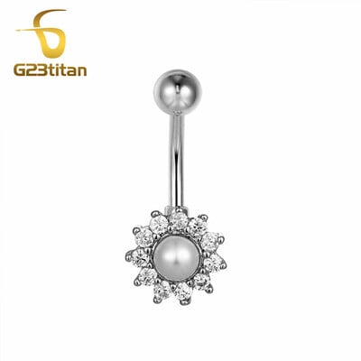Ezüst színű köldökpiercing ékszer 14G G23 titán súlyzó hasfülbevaló kristály köldök gyűrűk szexi női strandkiegészítő