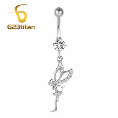 Ezüst színű köldökpiercing ékszer 14G G23 titán súlyzó hasfülbevaló kristály köldök gyűrűk szexi női strandkiegészítő