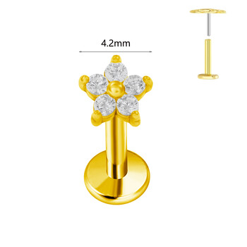 ASTM F136 G23 Titanium Labret Piercing Asterfish Earring Stud Bee Leaf Push In CZ Threadless Cartilage 16/18/20G Body Jewelry