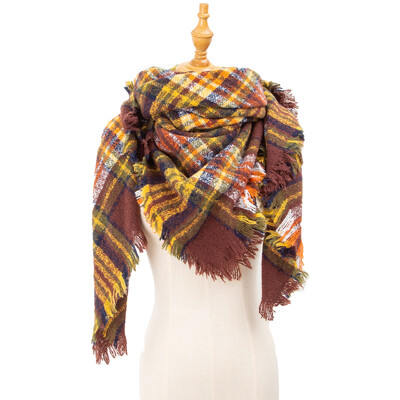 Női kasmír téli sál kötött pashmina bandana kockás női meleg kantáros háromszög sálak női takaró kendők ruhák kiegészítők