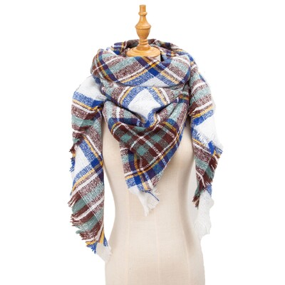 Női kasmír téli sál kötött pashmina bandana kockás női meleg kantáros háromszög sálak női takaró kendők ruhák kiegészítők