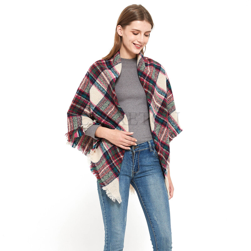 Női kasmír téli sál kötött pashmina bandana kockás női meleg kantáros háromszög sálak női takaró kendők ruhák kiegészítők