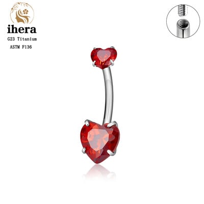 Piercing do pupka v tvare srdca z titánu ASTM F136 G23 pre ženy, 14G CZ, sexi šperky do tela