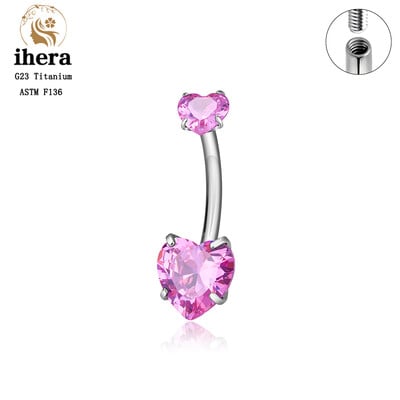 Piercing do pupka v tvare srdca z titánu ASTM F136 G23 pre ženy, 14G CZ, sexi šperky do tela