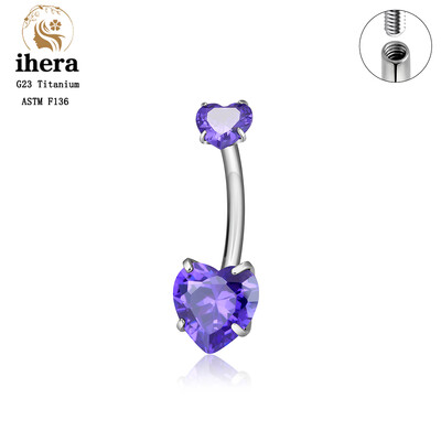 Piercing do pupka v tvare srdca z titánu ASTM F136 G23 pre ženy, 14G CZ, sexi šperky do tela