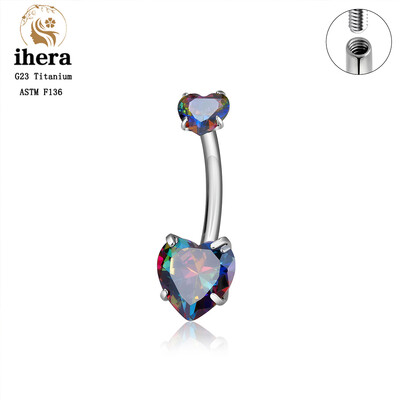 Piercing do pupka v tvare srdca z titánu ASTM F136 G23 pre ženy, 14G CZ, sexi šperky do tela