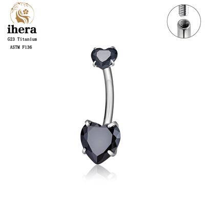 Piercing do pupka v tvare srdca z titánu ASTM F136 G23 pre ženy, 14G CZ, sexi šperky do tela