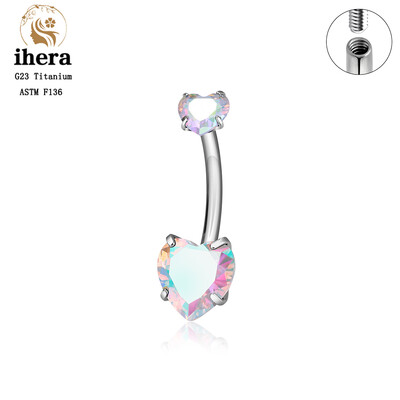 Piercing do pupka v tvare srdca z titánu ASTM F136 G23 pre ženy, 14G CZ, sexi šperky do tela