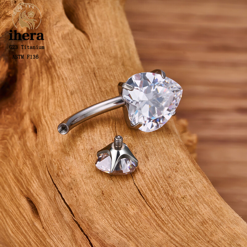 Piercing do pupka v tvare srdca z titánu ASTM F136 G23 pre ženy, 14G CZ, sexi šperky do tela