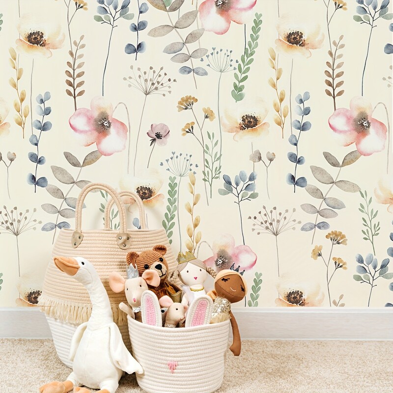 3 DB többszínű akvarell virágmintás vastagított nedvességálló vízálló tapéta öntapadós lehúzható és ragasztó otthon dec.