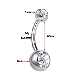 1ks módny G23 titánový dvojitý drahokam pupok brušný prsteň horúci sexy jednoduchý ležadlo pupok prsteň bar stud banán piercing šperky