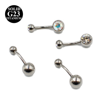 1PC Fashion G23 Titanium Double Gem Navel Belly Ring Hot Sexy Simple Lounger Navel Ring Bar Stud Banana Body Piercing Бижута