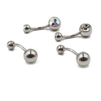 1PC Fashion G23 Titanium Double Gem Navel Belly Ring Hot Sexy Simple Lounger Navel Ring Bar Stud Banana Body Piercing Бижута