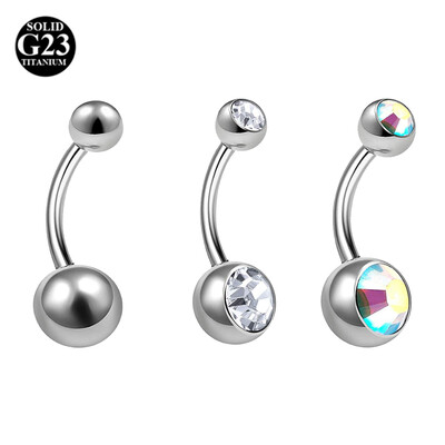 1PC Fashion G23 Titanium Double Gem Δαχτυλίδι κοιλιάς Hot Sexy Simple Lounger Ομφαλός Δαχτυλίδι Μπαρ Stud Μπανάνα Body Piercing Κοσμήματα